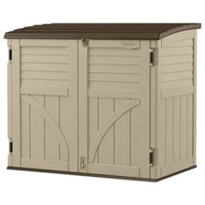 Suncast 34 Cubic Feet Horizontal Compact Storage Shed for Outdoor Spaces, Sand