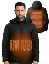 YHQ Heated Jackets for Men with 12V 20000mAh Battery Pack, 6 Large, Black 