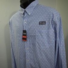 Chaps Dress Shirt Blue Striped Stretch Easy Care Long Sleeve Mens Size 2XL NEW