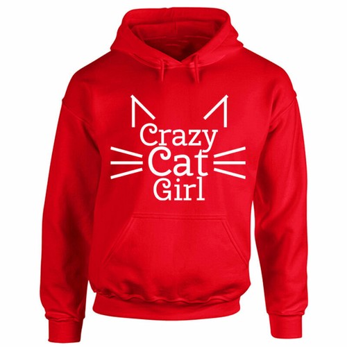 Kids Crazy Cat Girl Hoodie - Cute Custom - Kitten Kitty - Childrens Hooded Top - Picture 3 of 13