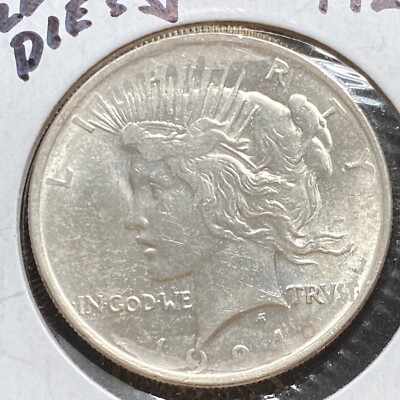 1924-P ERROR PEACE DOLLAR FILLED DIE TOP AND BOTTOM BU