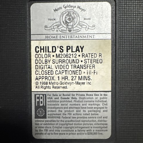 Childs Play (VHS, 1997, Movie Time) No slip - Foto 5 di 5