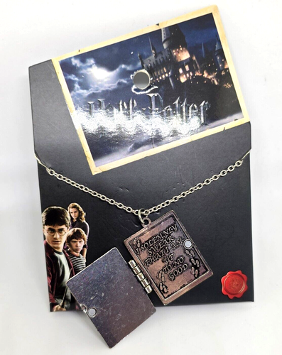 NWT Harry Potter Marauders Map Locket Necklace Silver 30" Necklace - Picture 5 of 10