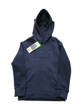 NWT PUMA Size S 7/8 Youth Fleece Pullover Hoodie Sweatshirt Blue Outdoor Cozy