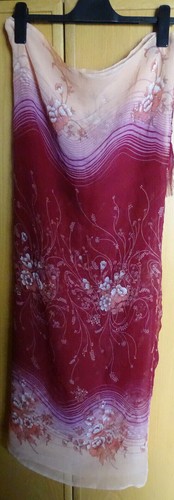 Ibiza Pareo Strand Wickelkleid Rot Weiß Design floral Urlaub Kleid Georgette