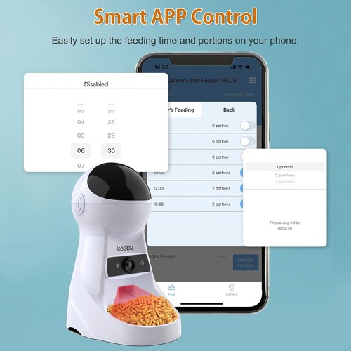 1080P Night Vision Automatic Pet Feeder with App Control for Small Dogs & Cats - Picture 6 of 9