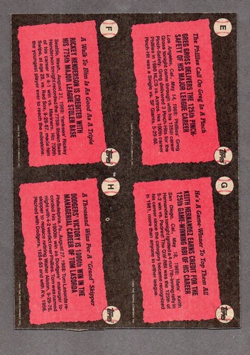 1989 Topps Wax Box Bottom Uncut Henderson Lasorda Hernandez Gross - Picture 2 of 2