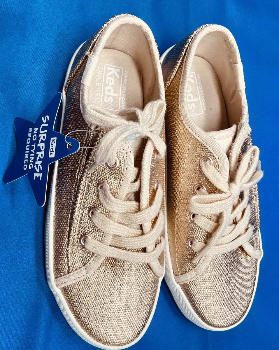 Keds sparkling brushed metallic shoes size 11.5 m gold memory foam shoes NWT