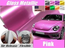 Gloss Chrome Metallic Car Body Film Vinyl Wrap Sticker Various Sizes (Pink)