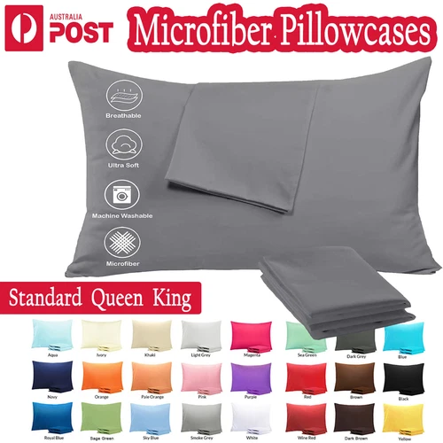 2PCS 1800TC Pillow Cases Hotel Quality Pillowcase Standard/European/Queen/King
