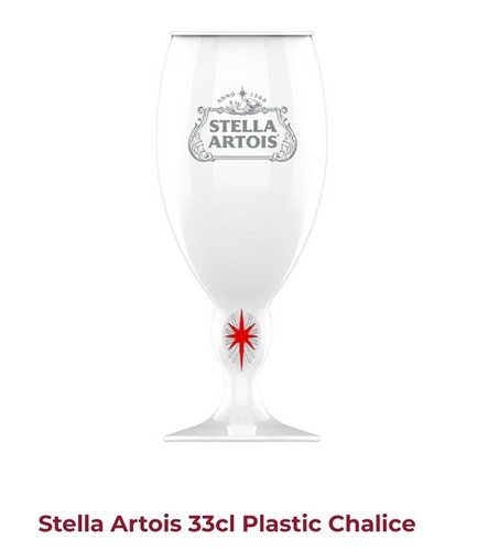 NEU Menge 4 Stella Artois Weiß Acryl Kunststoff Kelch Gläser  - Bild 1 von 2