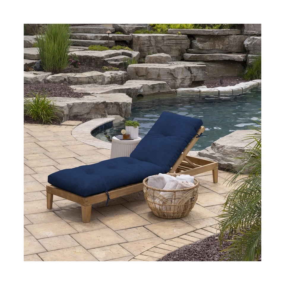 Arden Selections Outdoor Plush Modern Tufted Chaise Cushion, 76 x 22