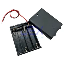Four/4X AAA DIY Battery Holder Case Box 5V/6V With Power & Switch Bare Wire Ends