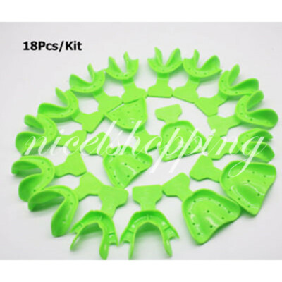 18x Dental Edentulous Jaw Impression Trays Full Denture Frame Cut Back Green