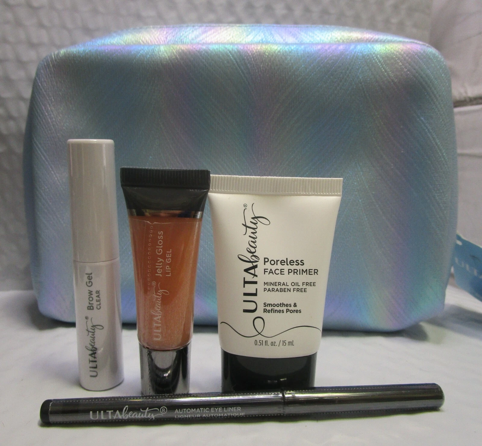 Ulta Beauty Holographic Cosmetic Travel-Makeup Case & Gift Set 5pc