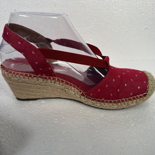 Clarks Petrina Kaelie Espadrille Wedges Womens 7M Red Fabric Closed Toe Artisan - Bild 2 von 9