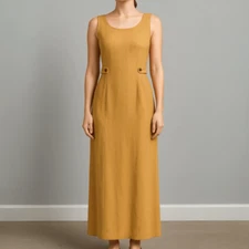 VTG  Maxi Dress Size 14 Summer Yellow Quiet Luxury Old Money Minimalist Capsule