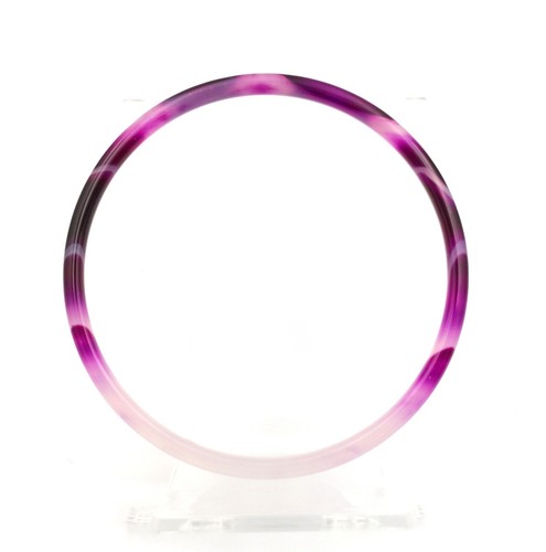 Multicolor Natural Ice Chalcedony Agate Jade Thin Round Women Bangle Bracelet - Picture 12 of 61