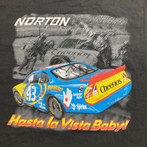 Vintage Nascar Shirt Mens L Black Norton Racing Richard Petty Cheerios Y2K Tee - Picture 6 of 10