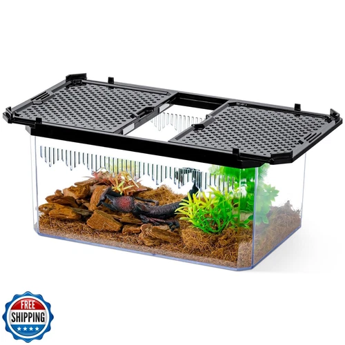 High-Transparency Reptile and Insect Enclosure Terrarium with Magnetic Door, 