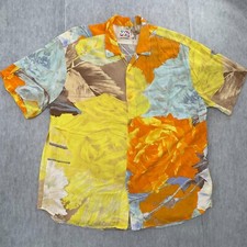 VINTAGE Jams World Shirt Adult Extra Large Floral Button Up Rayon Mens XL