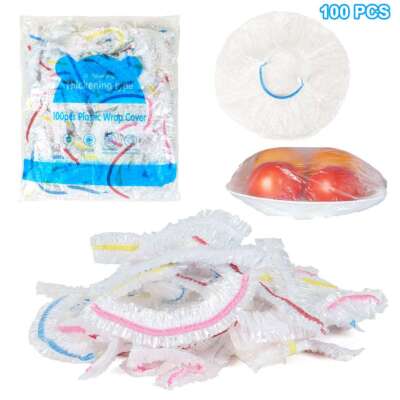 100Pcs Disposable Food Cover Plastic Wrap Elastic Food Covers For Fruit Bowl Cup