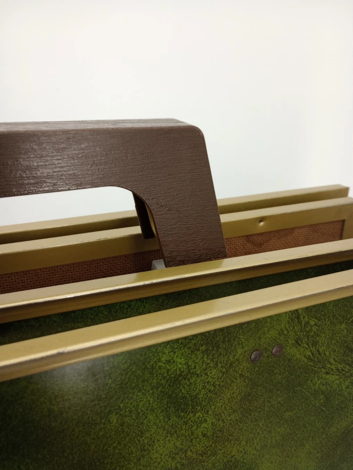 Juego de 4 bandejas de TV plegables vintage con carro rodante retro verde floral mediados de siglo Foto 4 de 4