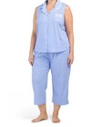 NWT ARIA Blue Drawstring Capri Cotton Blend Pajamas Plus Size 2X - Retail $76.00 — photo 1