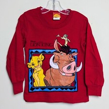 Vintage 90s Lion King Pumbaa Timon Disney Movie Promo Long Sleeve Shirt DS 4T