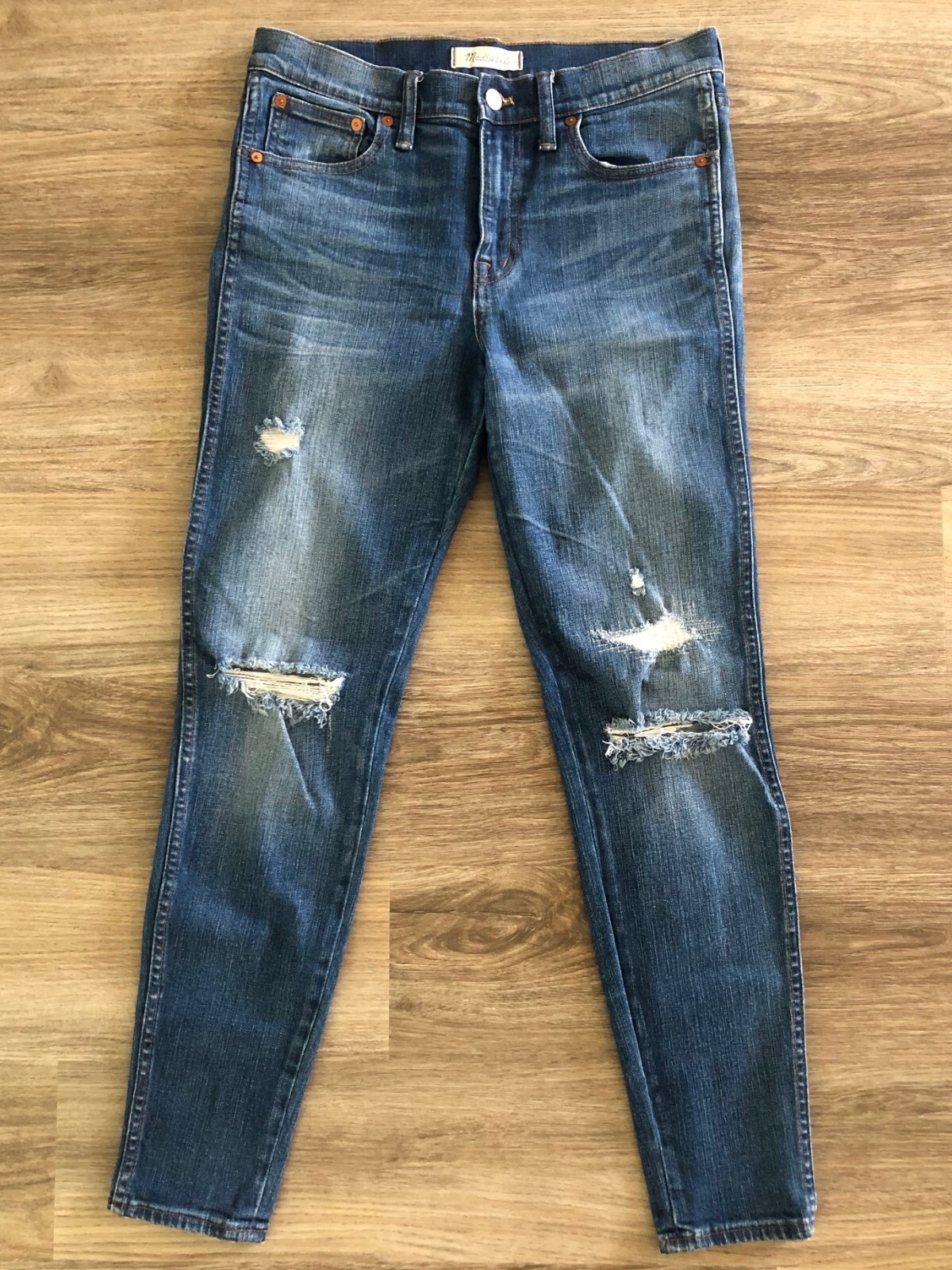Madewell Womens Distressed Blue High Rise Skinny Jeans Size 28