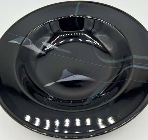 Mikasa Galleria Opus Black Calla Lily Rimmed Soup Salad Pasta Bowls Set of 4 - Picture 12 of 12