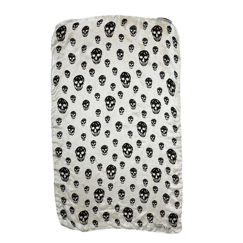 ALEXANDER MCQUEEN Skull Scarf 100% Silk White