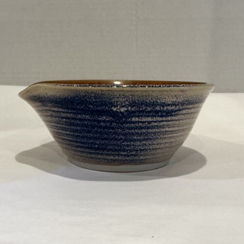 Signed "COOPER" Glazed Pottery Small Mixing Bowl Pour Spout Multi Color - Picture 3 of 6