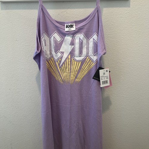 NWT AC/DC Band dress Womens 2XL Tank Graphic Bodycon Purple Coverup - Picture 4 of 10