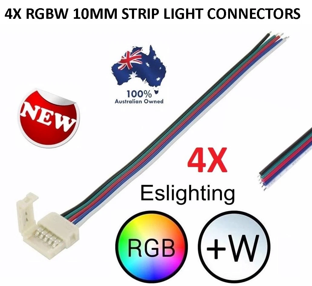 4X 10MM 5050 RGBW RGBWW STRIP LIGHT CONNECTOR 5 PIN CONNECTION