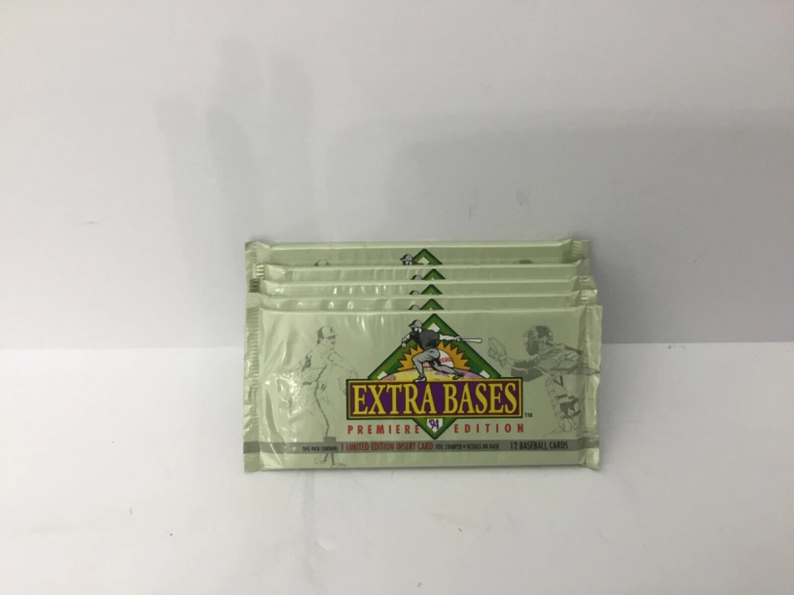 (5) 1994 Fleer Extra Bases Premiere Edition Baseball Cards Sealed Packs Lot of 5