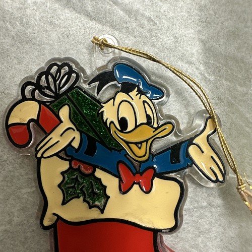 Vintage Disney Donald Ente im Strumpf Acryl Kunststoff Weihnachtsschmuck - Bild 2 von 5