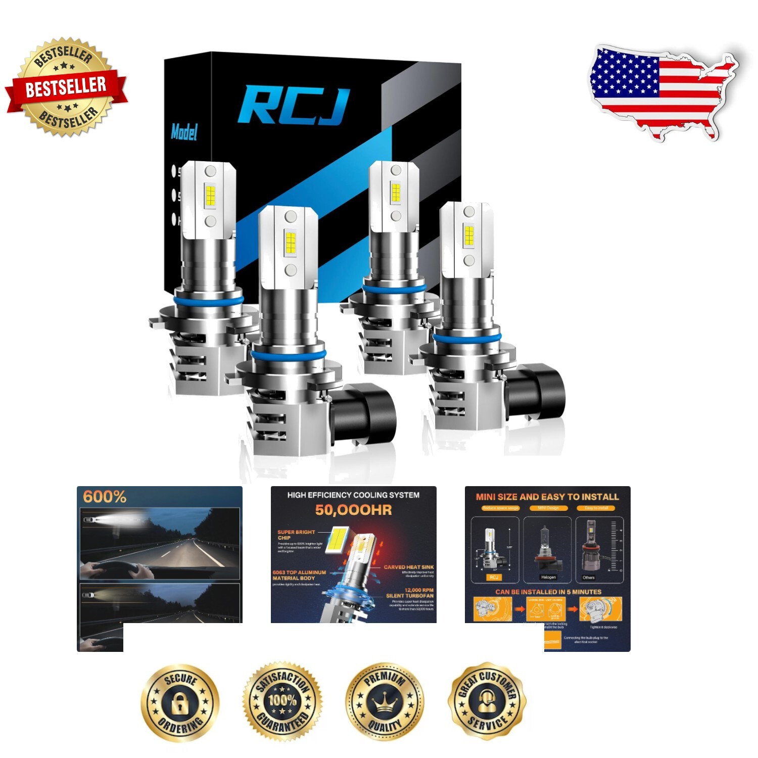 Premium 6000K Cool White Fog Light Bulbs - 16000 Lumens, Plug-N-Play Convenience