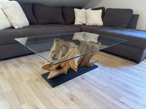 Couchtisch Teakholz Wurzelholz Glas NP: 450,00€ - Bild 4 von 9