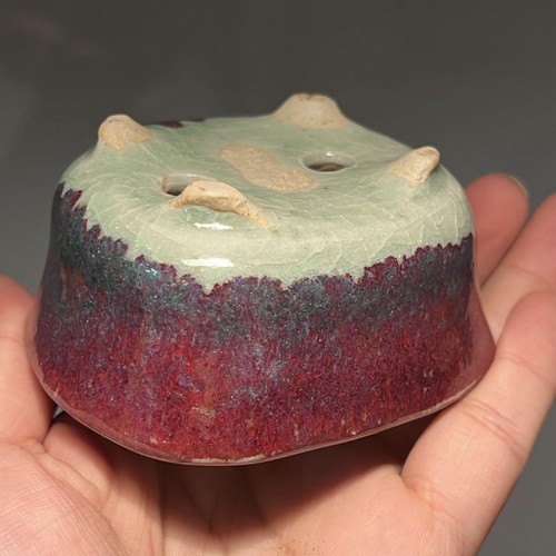 Japanese Bonsai pot YOHEN SHINSHA glazed rectangular shape Mini W8.4cm AKINAO - Picture 2 of 8