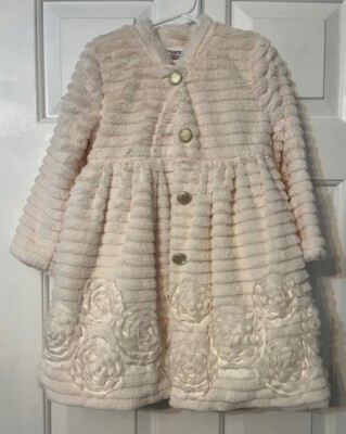 Blueberi Boulevard Girl 5 Sparkle Ivory Tulle Dress & Rosette Applique Coat -2PC