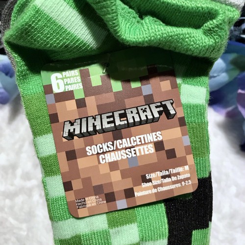 Minecraft NWT 6 Pairs No Show Socks Kids M (9-2.5) - Picture 6 of 7