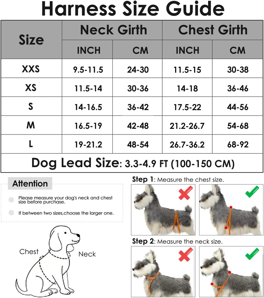 Soft Padded Adjustable Dog Harness & Leash Set for Small Dogs
