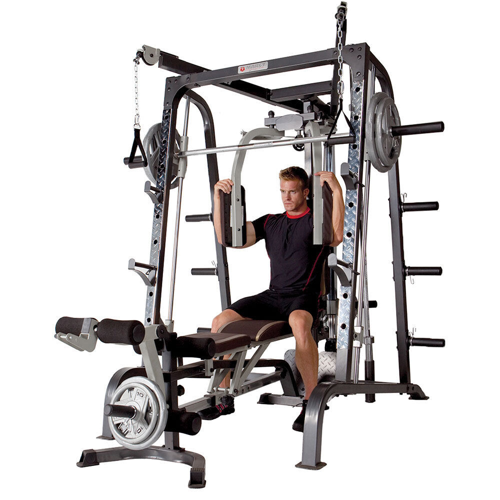 Marcy Home Gym Smith Cage System MD-9010G Weight Training Circuit Combo Mac...