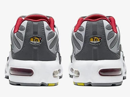 Original Kids Nike Air Max Plus TN GS Trainers Grey Red CD0609-005 - 第 3/4 張圖片