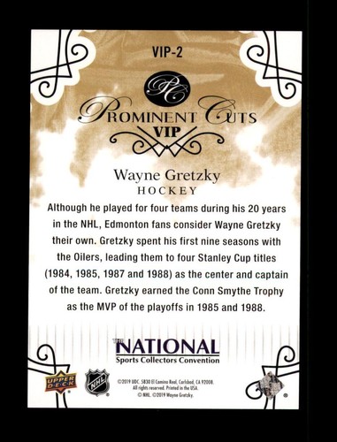 Wayne Gretzky 2019 Upper Deck The National VIP Prominent Cuts #VIP-2 Oilers - Imagen 2 de 2