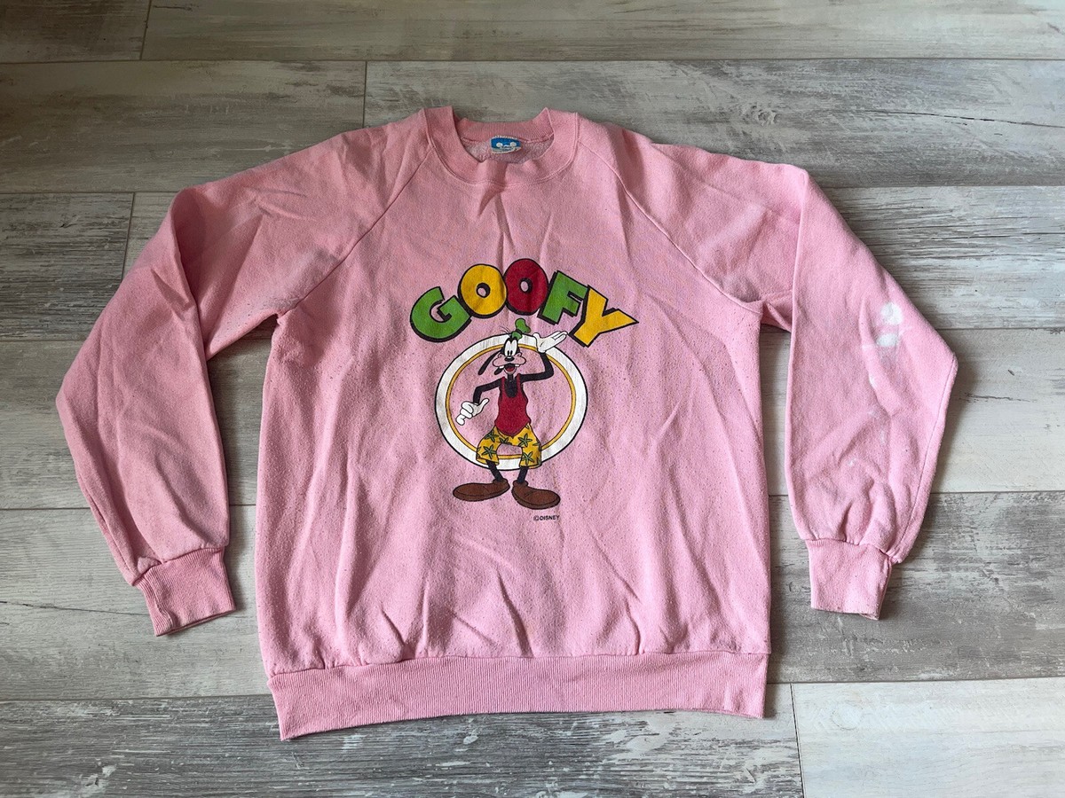 Vintage Goofy Sweatshirt Spell Out Disney Crewneck Large USA 80s 