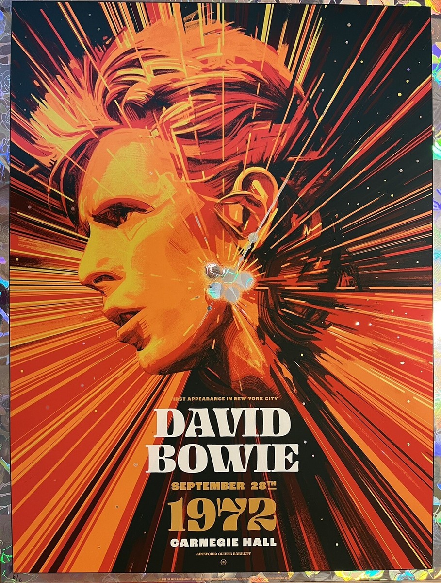 DAVID BOWIE VERY RARE ROSE FOIL CONCERT POSTER NEW YORK 1972 #6/6