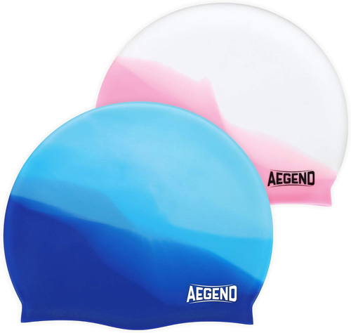 2 Pack Kids Swim Cap for Girls Boys Age 3-15, Waterproof Swim Cap Kids Durable S - Picture 2 of 7