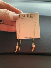 NWT Lauren Ralph Lauren Earrings  Gold Tone Threader Horn Earrings  S404